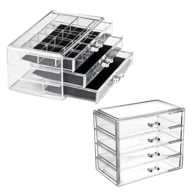 China 2/3/4 Layer Sustainable Acrylic Makeup Vanity Table Organizer Containers Plastic Cosmetic Storage for sale