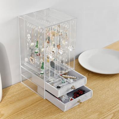 China Sustainable Clear Hanging Pearl Necklace Velvet Storage Cabinet Pendant Box With Window for sale