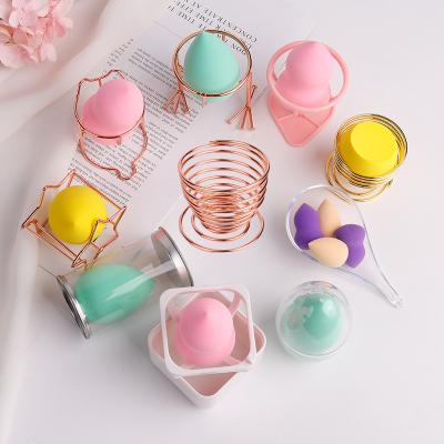 China Powder Puff Base Holder Beauty Makeup Sponge Display Stand Waterproof/Beautiful Steel Cosmetic Rack for sale