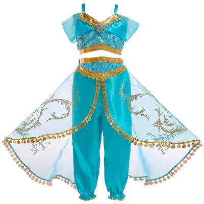 China Jasmine Princess Blue Kids Cosplay Dress Halloween Party Costume Fairy Tales Character Costume For Halloween Party for sale