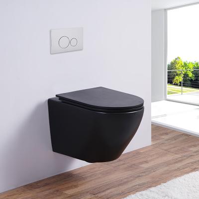 China Concealed Modern Rimless Flush Ceramic European Tank System Sanitary Ware P-trap Wall Hung Toilet for sale