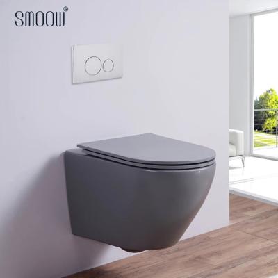 China Ceramic Cistern Sanitaryware Bathroom Hidden Wall Hung Toilet Matte Color Toilet for sale