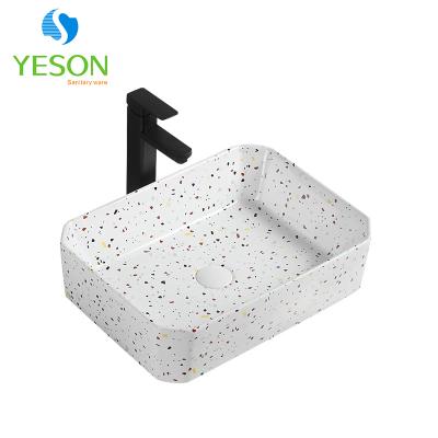 China Modern Pedestal Sinks And Shampoo Sinks Special Application Ceramic Decal Terrazzo Wash Basin for sale