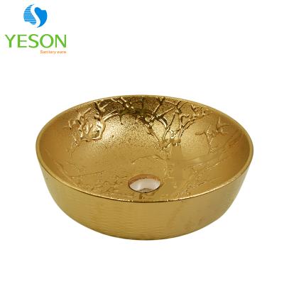 China Above Counter Basin Counter Top Basin Elegent Color Design Bathroom Sink China Manufacture Golden Toilet Basin for sale