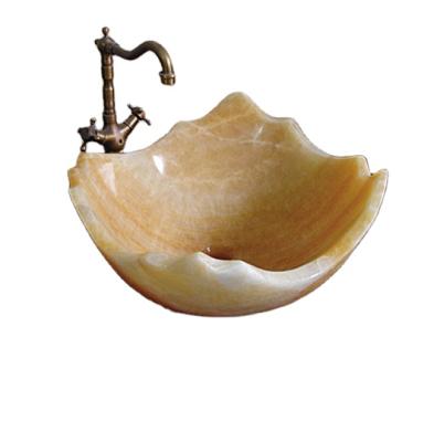 China Honey Onyx Basin Kitchen Countertop Sinks Modern Natural Stone Bathroom Sinks Natural Stone Basin Bathroom Sinks for sale