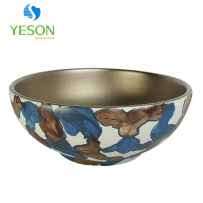 China Minimalist Fancy Design Matte Rose Gold Color Ceramic Colored Type Wash Basin Counter for sale