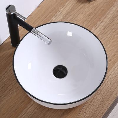 China Modern Bathroom Countertops Round Chinese Black Ceramic Drawing Basin Basin for sale