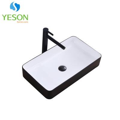 China Modern Pottery Bathroom Yeson Basin Art Lavabo Matte Black Ceramic Sink for sale