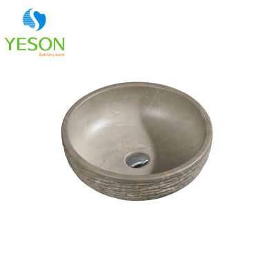 China RS043-2M Modern Matte Gray Marble Finished Hand Made Carve Outdoor Uneven Bathroom Ceramic Basin For Hotel for sale