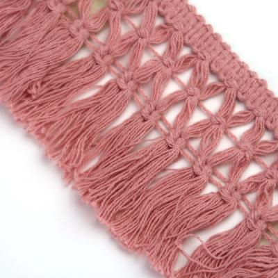 China Fashion Cotton Braid Macrame Picot Lace Trim Fringe Tassels For Clothes for sale