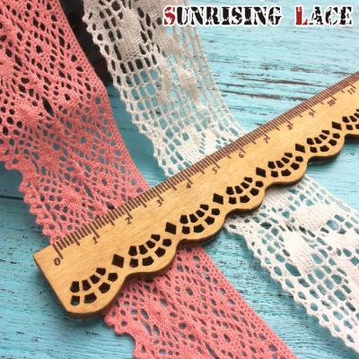 China Sustainable Lace Manufacturer Swiss Embroidery Cotton Lace Trim for sale