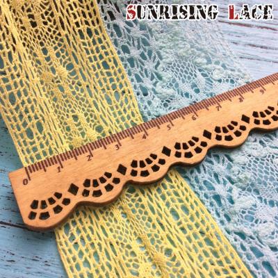 China Sustainable Lace Factory In China Wholesale Organic Cotton Crochet Flower Wide Band Lace Trim for sale