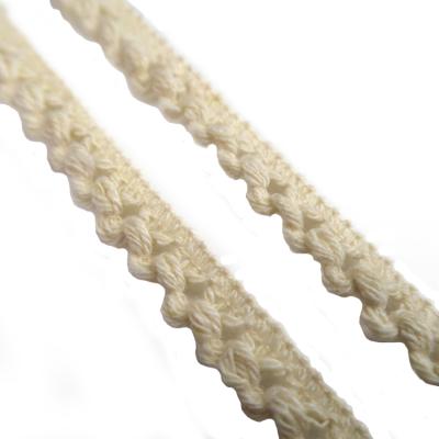 China Factory Direct Viable Fringe Picot Cotton Braid Lace Rope Crochet Trim For T-shirt for sale