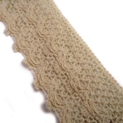 China Sustainable Custom Cotton and Satin Fancy Wide Ribbon Crochet New Lace Trim for sale