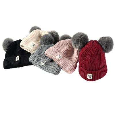 China Winter casual custom made hat for men factory chinese snood and bear skullcap set baby beanies with ball in stock for sale