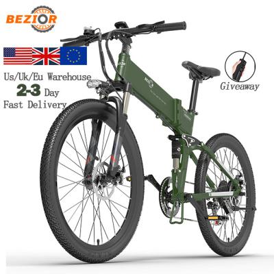 China New Eu Electric Warehouse Dropshipping BEZIOR X500PRO Bike Mauntain Design eletrica Cycles For Men Full Suspension Electric Bicycle Adult E-Bike for sale