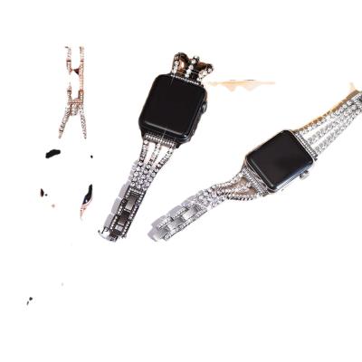 China Diamond-encrusted Watch Band Metal Chain Strap For Apple Watch 1 Strap 2 3 4 5 6 7 for sale