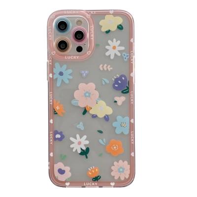 China 2021 shockproof fashionable colorful mobile phone case for young girls flower hand strap case for iphone 13 for sale