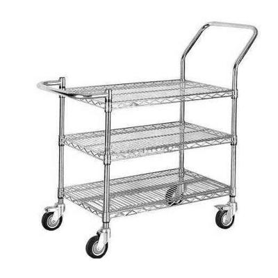 China Useful Adjustable 3 Tier Extension Storage Shelf Airport Luggage Trolley Thicken Trolley Trolley For Sale for sale