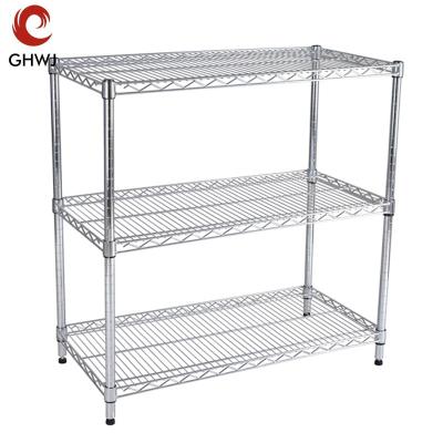 China Adjustable Mesh Metal Wheel Mobile Stainless Steel Stacking Racks And Shelves Warehouse Storage Shelf for sale