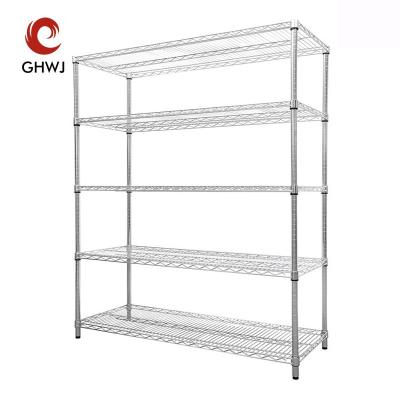 China Anti Corrosion Protection Stainless Steel Carbon Steel Metal Layer Shelf Warehouse Chrome Wire Net Shelf Static Electroplating Warehouse for sale