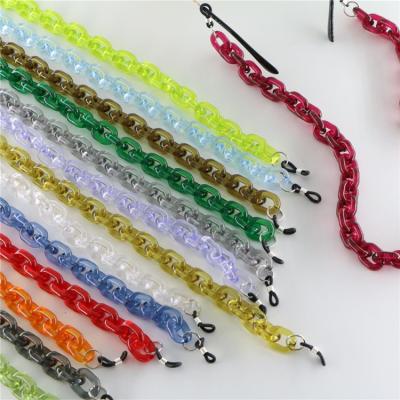 China Very thin with pearl new style resin crystal glasses chain sunglasses acrylic transparent chain link for sale