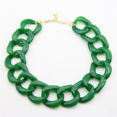 China 2020 Fashion Punk Dark Green Chunky Chain Necklace Acrylic Jewelry for sale