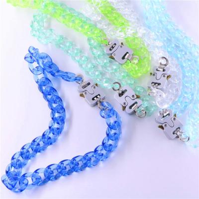 China 2020 fashion cuban necklace 14*18mm bulky diy crystal acrylic chain necklace for sale