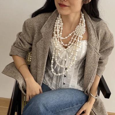 China Newest Design 2021 Fashion Women's CLASSIC Keshi Pearl Necklace Jewelry Set Pearl Necklace for sale