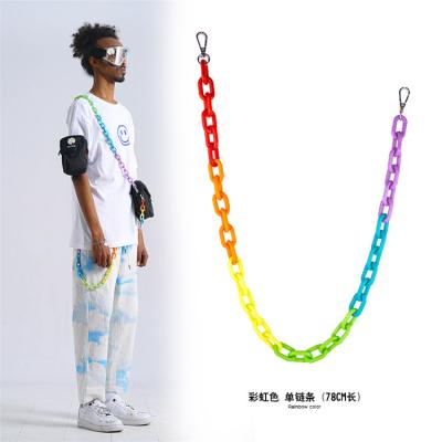 China Punk Style 1.9cm Width Rainbow Colors Acrylic Long Chains For Man Pants Chain Fashion Lattice Chains For Men for sale