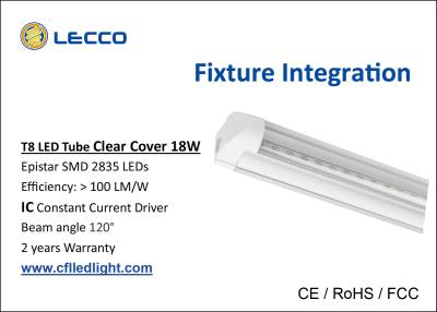 China 18 Watt 4ft T8 LED Tube Linear Light , T8 Led Fluorescent Tube 1500LM for sale