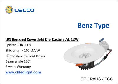 中国 LEDはダウンライト 12Wのベンツのタイプを鋳造アルミ100 LM/W死にますCRI > 80本の穂軸の光源引込めました 販売のため