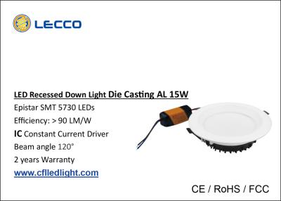 Cina Temperatura del colore di watt messa LED 6400K di SMD 5730 Downlight 15 in vendita