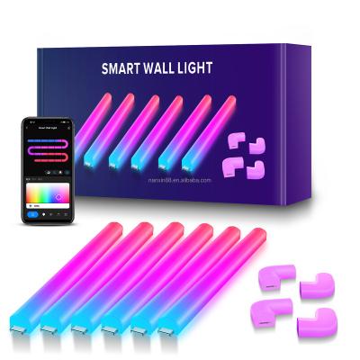 China Can Design Your Style Nanxin Smart Slide Multicolor RGBIC LED Wall Lights Tuya Alexa Google 6 Pcs Light Bar For TV Game Bedroom Streaming With Music for sale