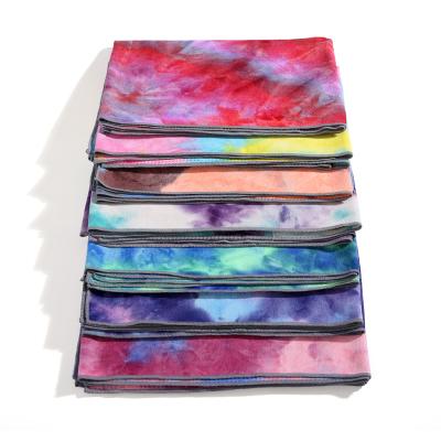 China Hot Sale Microfiber Custom Rainbow Color Quick Dry Tie-Dye Non-slip Quick Dry Yoga Mat Towel for sale