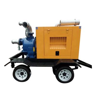 China Self Priming Diesel Engine Driven Self Priming Sewage Pump With Movable Trailer for sale