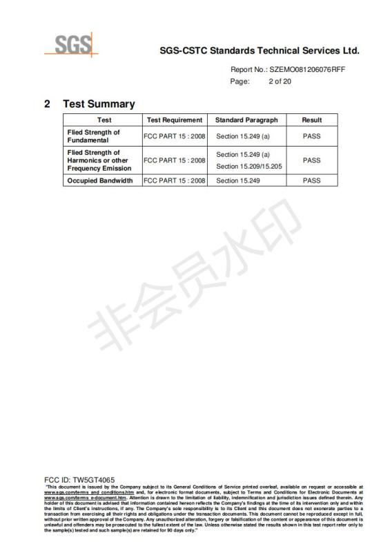 FCC - Shenzhen Gospell Smarthome Electronic Co., Ltd.