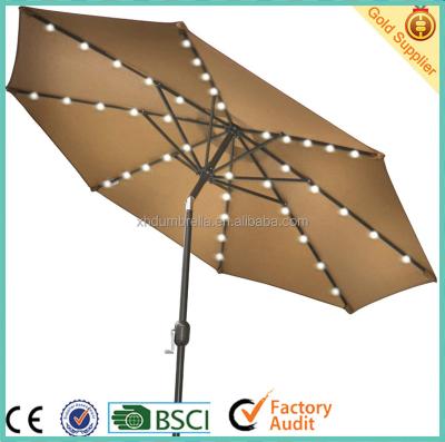 China Manual Open Aluminum Patio Umbrella With Led Light For Garden Umbrella And Beach Umbrella for sale