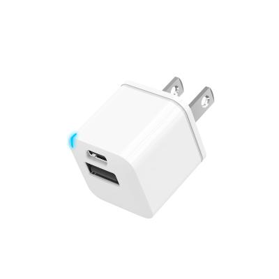 China Newest 20w Smallest And Newest 20w Adapter Travel Mini Mobile Fast Type-c Dual C Usb Palladium Cell Phone Pd20w Wall Fast Charger for sale