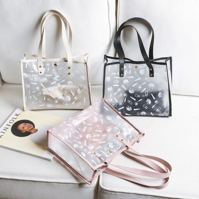 China Fresh and sweet fashionable frosted transparent bag for women2021New popular online red gel bag single shoulder tote bag for sale