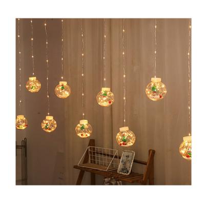 China Christmas Decor Curtain Light Christmas Ball Curtain Snowman Wishing Led Ball Light Shop Window Hanging Dress Up Ball Light for sale