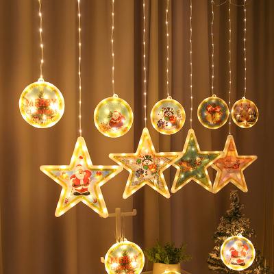 China Santa Claus /Christmas Tree/Holiday Deer/Snowman Curtain Lights Santa Bedroom Window Lighting Decoration LED Lights For Christmas for sale