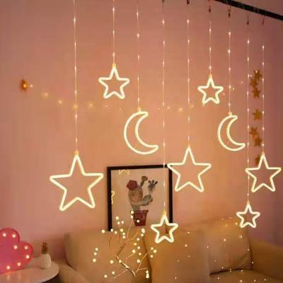 China China Suppliers Holiday China Suppliers Creative Christmas/Christmas Decorative Window Hanging LED Decoration Light with Star and Moon for sale