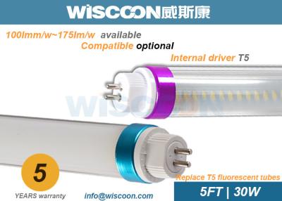 China 30 Watt T5 Fluorescent Lamp 5 Feet Rotatable Cap With 50-60Hz Frequency for sale