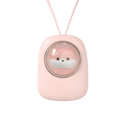 China Wearable China Cute Kids Mini Neck Hanging Cooler Fan USB Personal Electronic Neck Rechargeable Fan With Flash Light for sale