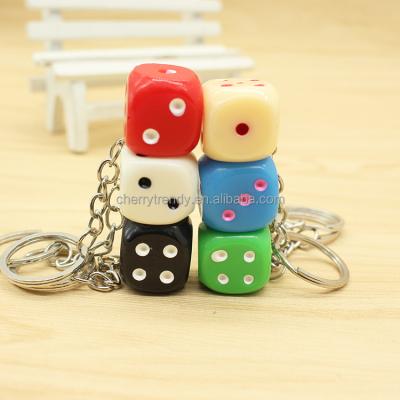 China Resin Key Chain Jewelry Car Key Chain Colored Dice Key Chain for sale