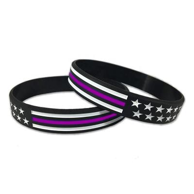 China FASHIONABLE Thin Purple Line American Flag Silicone Bracelet Wristband for sale