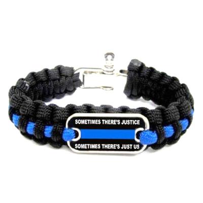 China TRENDY Sometimes There Is Justice Sometimes There Is Just Us Blue Line Paracord Thin Survival Bracelet for sale