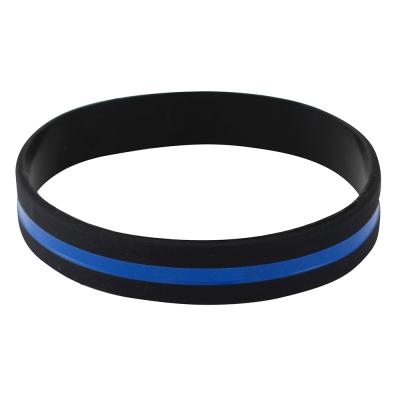 China FASHIONABLE Slim Blue Line Silicone Wristband Wristband Security Guards Support Sports Wristbands for sale