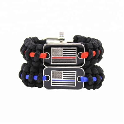 China CLASSIC Thin Blue Red Line American Flag Paracord Bracelet for sale